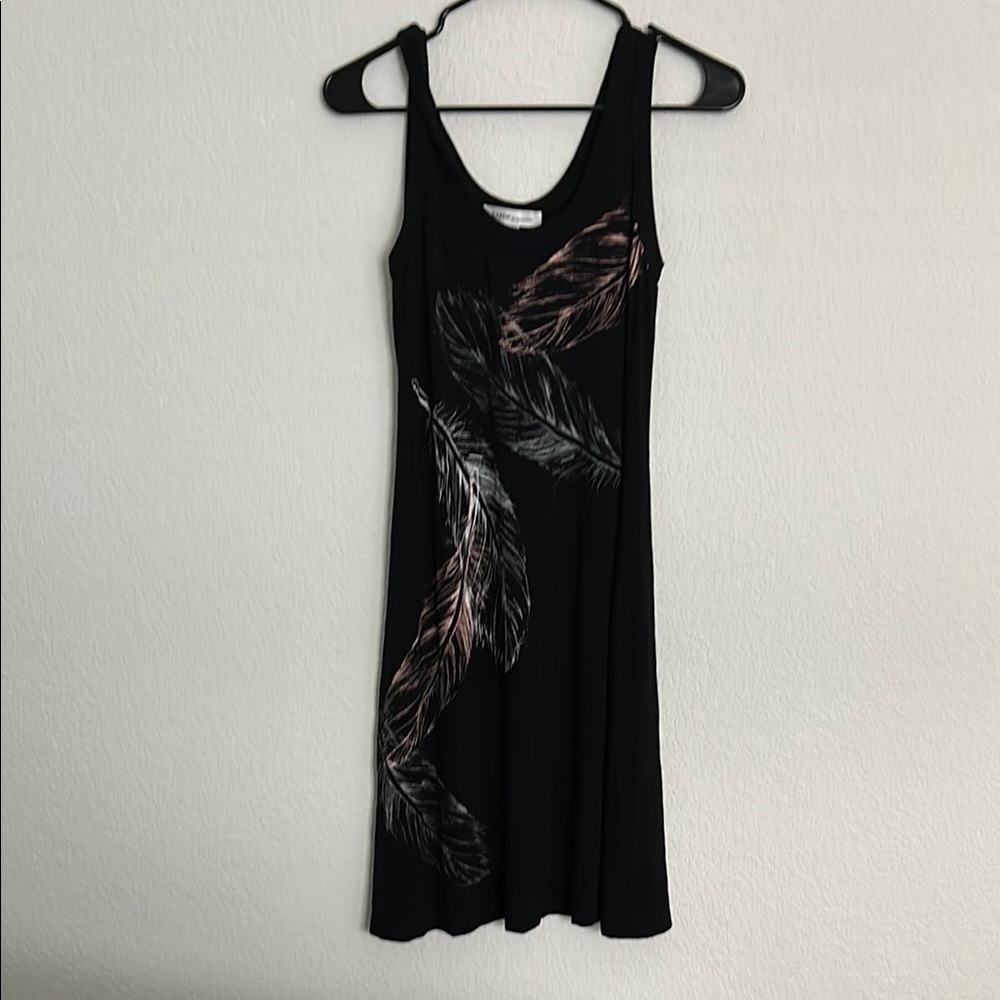 Black Feather Print summer dress by karen kane